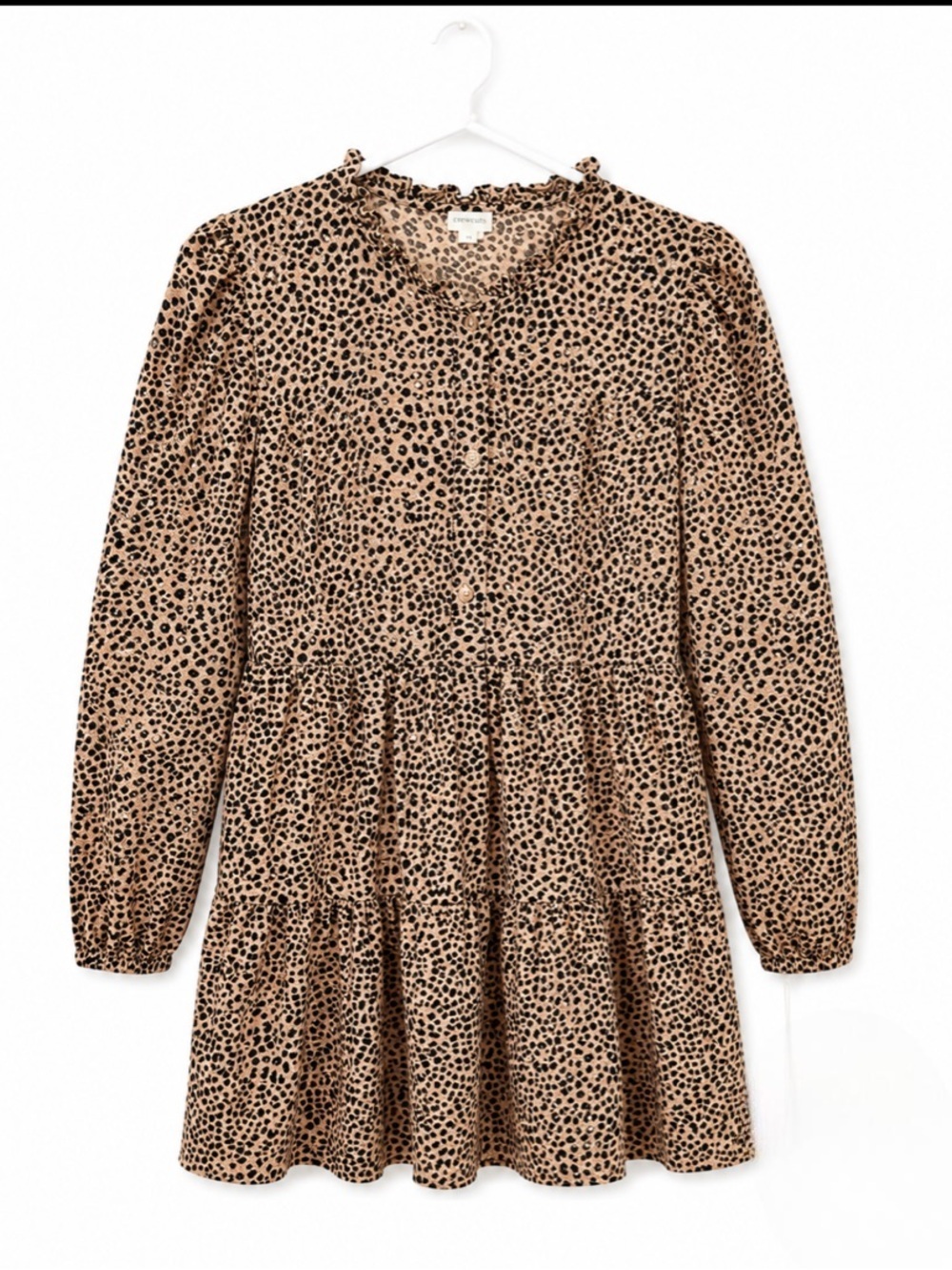 Crewcuts Leopard Dress Girls Size 14 Tiered Long Sleeve Dress